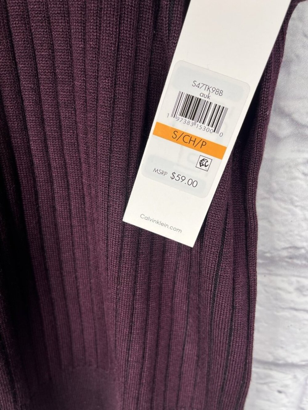 CALVIN KLEIN Women's Purple Ribbed Sleeveless Sweater NWT Small - Picture 4 of 5